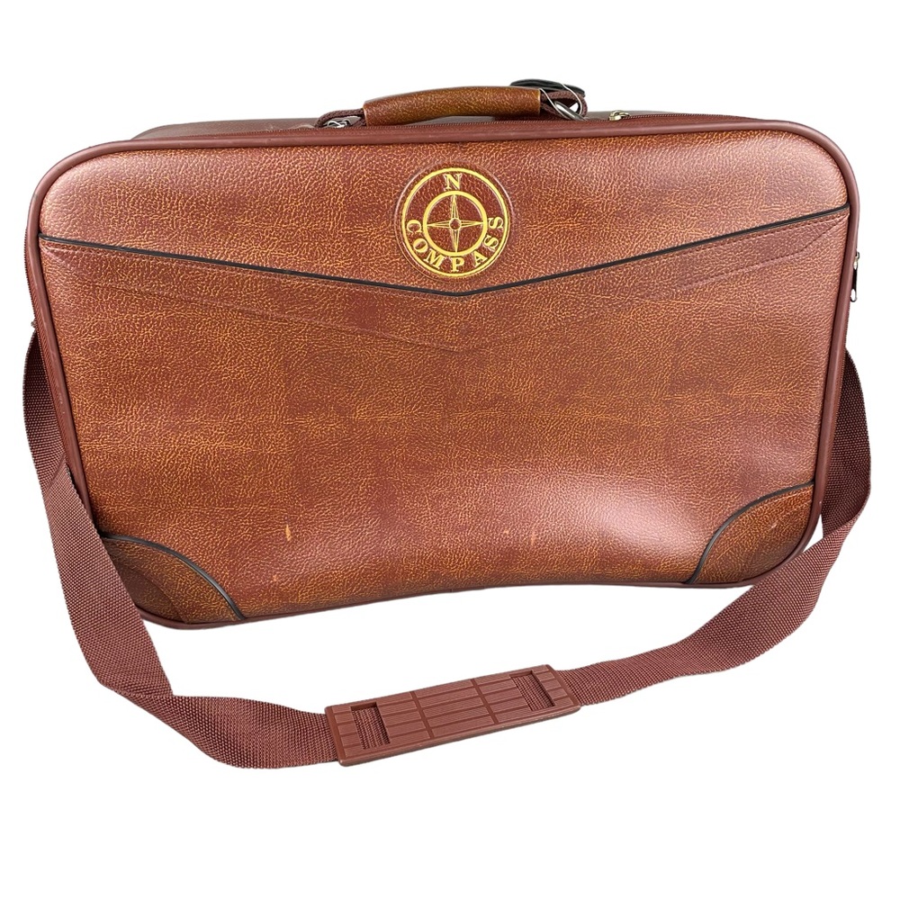 Vintage Compass Carry On Luggage Travel Bag with Handle & Strap. Travel Vintage!